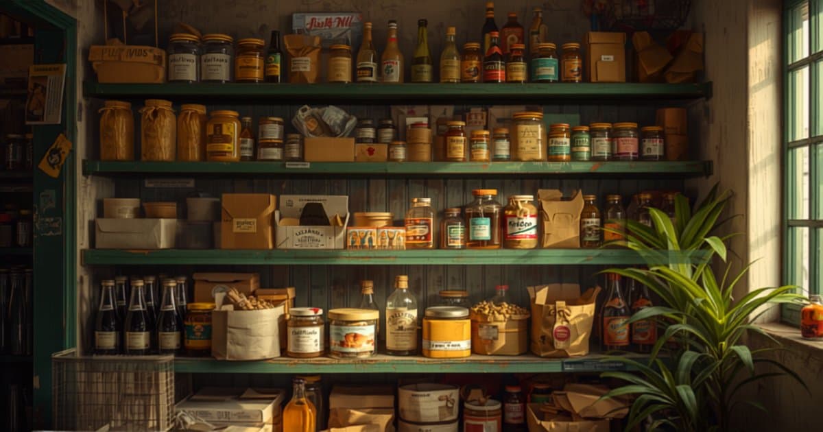 A frustrated shop owner reviewing mismatched stock records next to a shelf